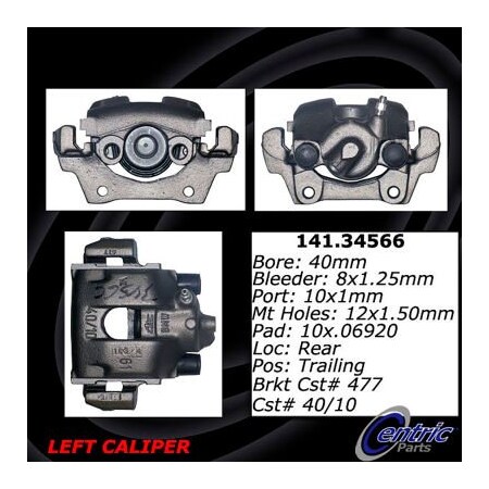 Centric Semi-Loaded Brake Caliper, Parts, 141.34566 141.34566
